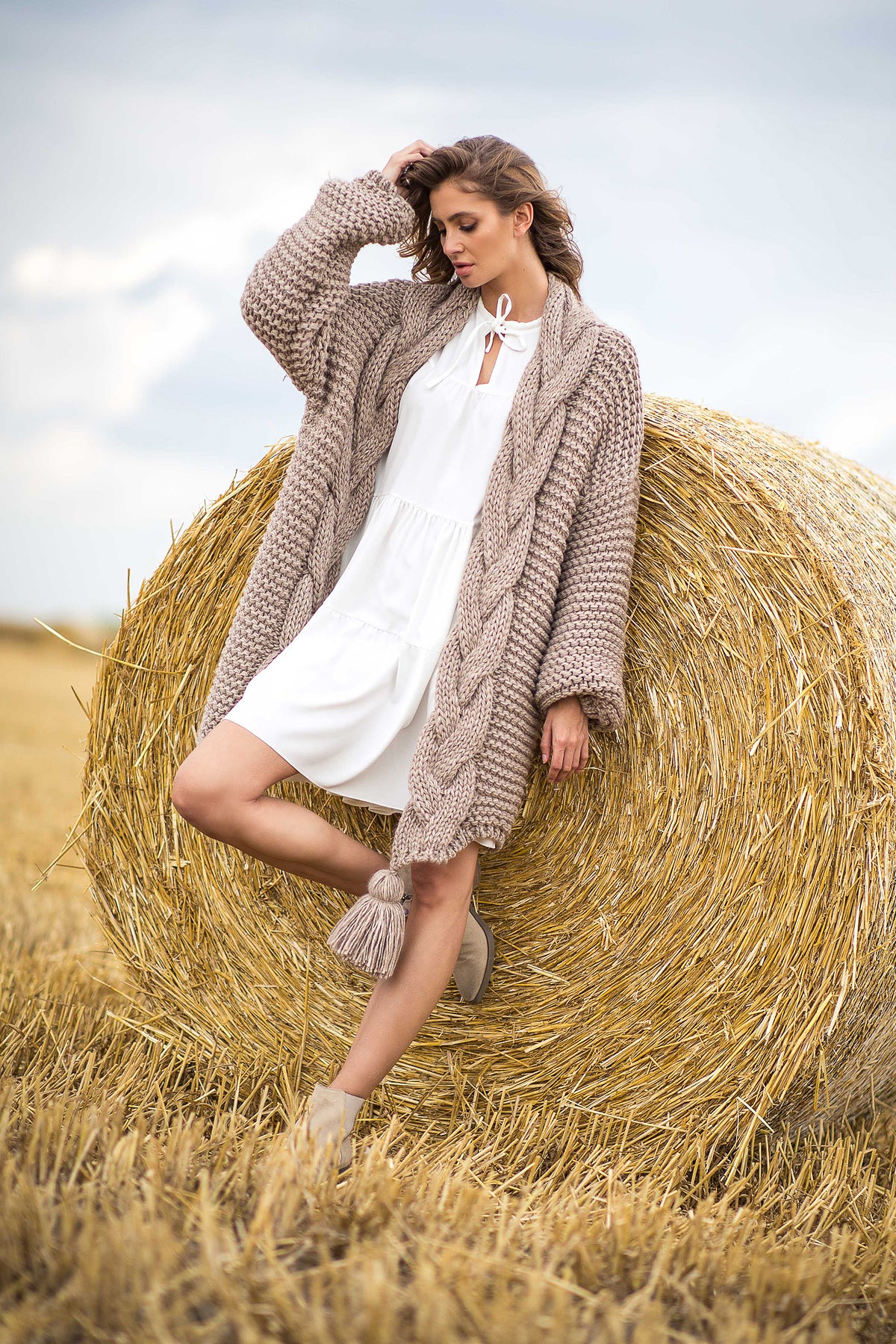 Cardigan Chunky Knit mit Pompon