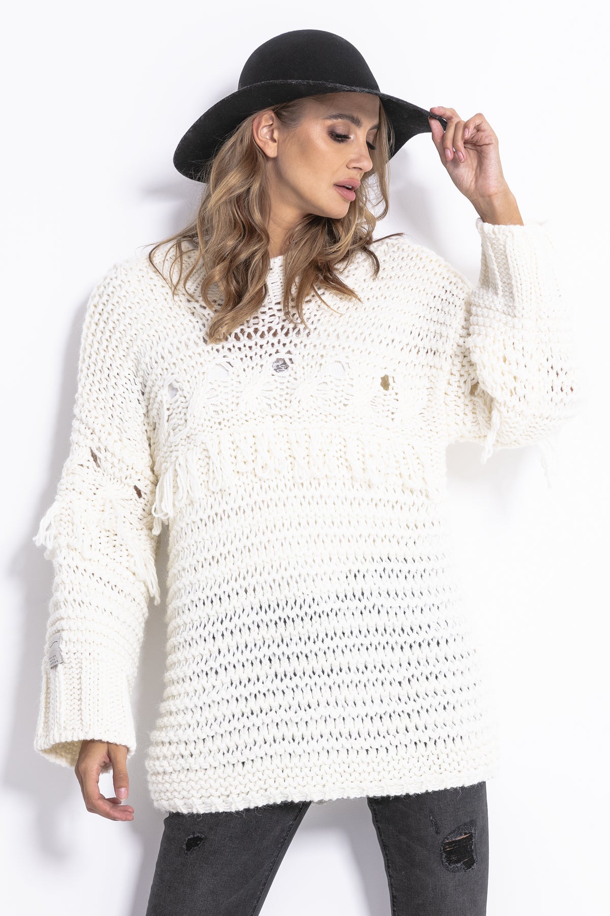 Makramee Chunky Knit Pullover